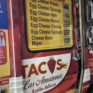 Breakfast Taco Menu