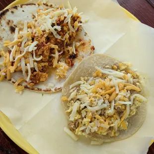 Chorizo, egg and cheese. Sausage, egg, and cheese.