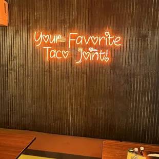 Awesome TaCO sign in seating and stage area