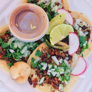 Chorizo &amp; Asada mixed tacos