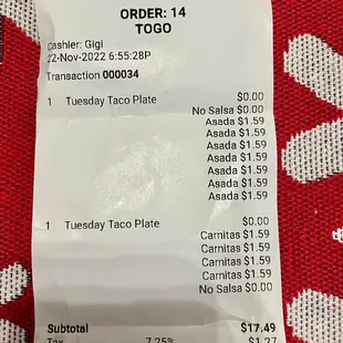 The receipt with the ladies name on it GiGi!!