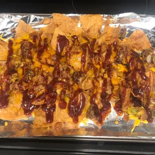Nachos that I got last night. I reheated it and added my own sauce to it