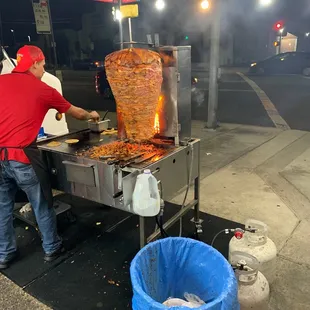 a man preparing food