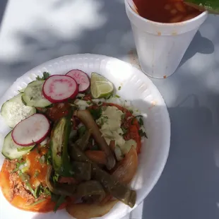 Birria tacos and consome