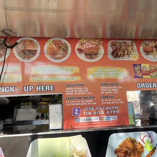 Picture of menu outside the truck