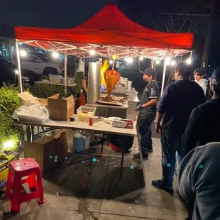 In line for pastor tacos