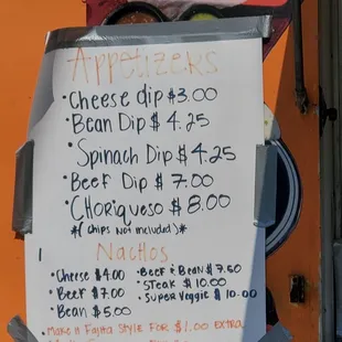 a menu for tacos locos
