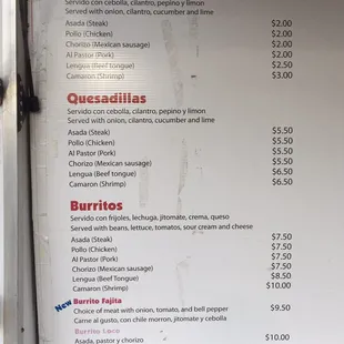 menu