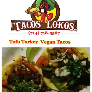 Attention Vegans! We got put to the challenge and here it is..our Tofu Turkey Taco w/mixed Bellpeppers,GrilledOnions,FreshCilantro andSalsa!