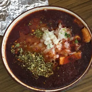 a bowl of taco soup on a table