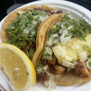 Tacos alpastor and carne asada. Steak 8/10, pork 10/10!
