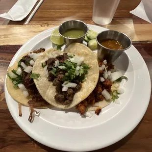 Mexican street tacos.  Carnitas, asada, pastor.