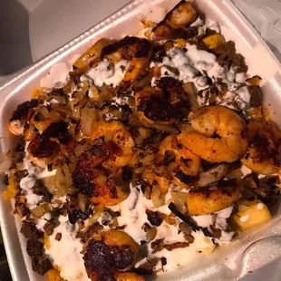 Steak and shrimp fries