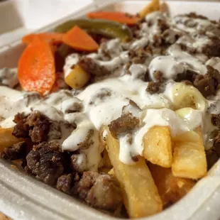 Steak Fries, $8 -- DECENT, but don&apos;t finish them if you want to respect yourself later...