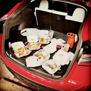 the back of a red car