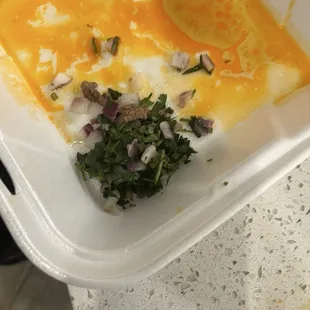 All the onion and cilantro I removed from the tacos