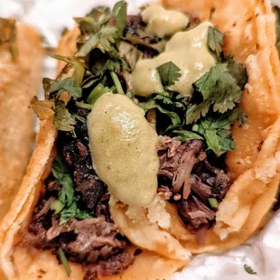 Barbacoa Tacos + Salsa Verde