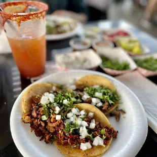 Adobada, 10/10!!! Carne asada, 8/10. Chorizo, 8/10. Michelada, 4/10, not for me :(