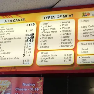 menu