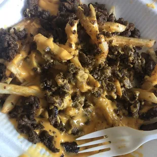 I&apos;ve never in my life gotten carne asada fries with nacho cheese on them...
