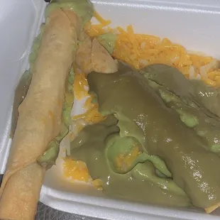 Rolled tacos with &quot;guacamole&quot;...