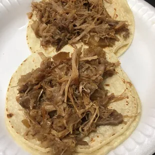 Carnitas before the fixings! I actually made 4 tacos out of these 2.