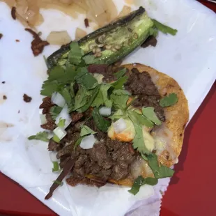 a taco with meat and vegetables