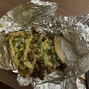 Chicken, carne asada and brisket tacos