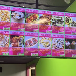 Sides and desserts menu