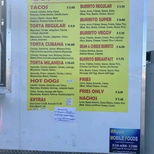 menu