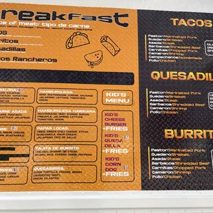 Whole menu. Enchiladas Verdes delicious