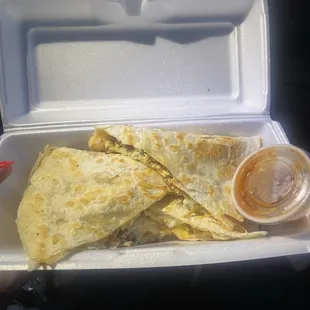Breakfast quesadilla bomb!