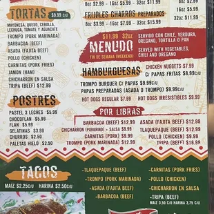 menu