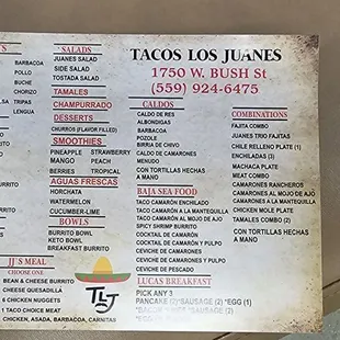 Their menu!