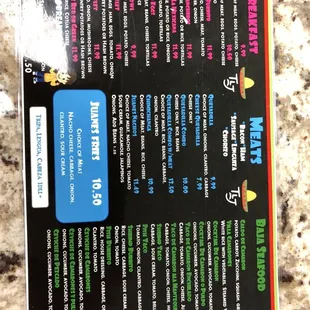 Menu for new location