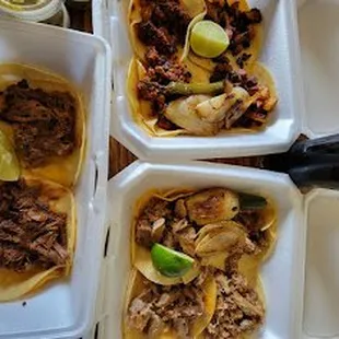 carnitas, chorizo, al pastor, barbacoa