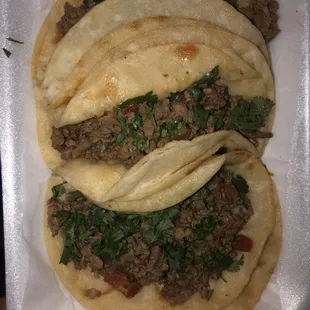 Three regular beef tacos