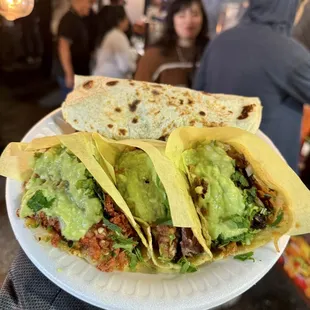 Tacos Y Quesatacos (Carne Asada, Al Pastor and Chorizo) and a Tacos Arabes (Carne Asada). Dinner 12/23/2023