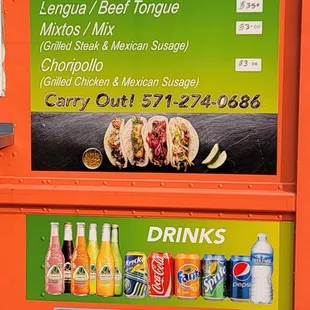 Menu on side of truck