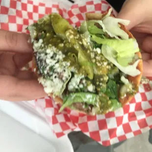 Sope de asada con todo/with everything on it ..