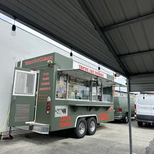 a food truck parked in a parking lot