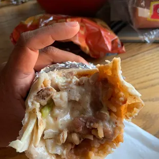 This was my super burrito de pollo asado with some weird cheese sauce.