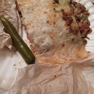 a burrito and a pickle