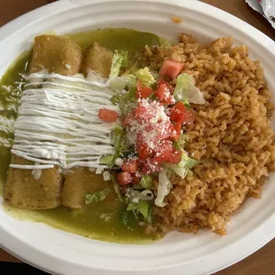 Enchiladas Suizas with all rice