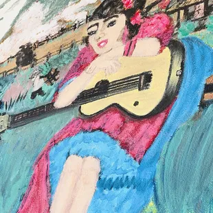 Part of the mural on the left wall near the entrance