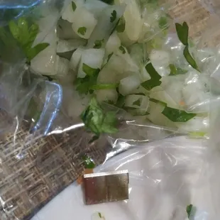 Razor in onion/cilantro mix