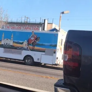 a taco truck on the road