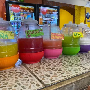 Variety of Aguas Frescas