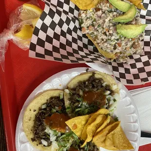 Soft Tacos, Tostada de Ceviche