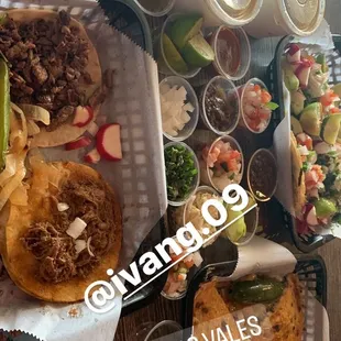 Birria tacos, carne asada taco, quesadillas, and consommé! Food was delicious. We also got Jamaica and horchata drinks.